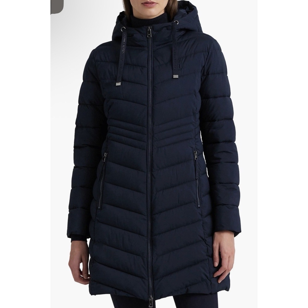 Lauren Ralph Lauren Hooded Puffer Jacket Navy Blue Size Small